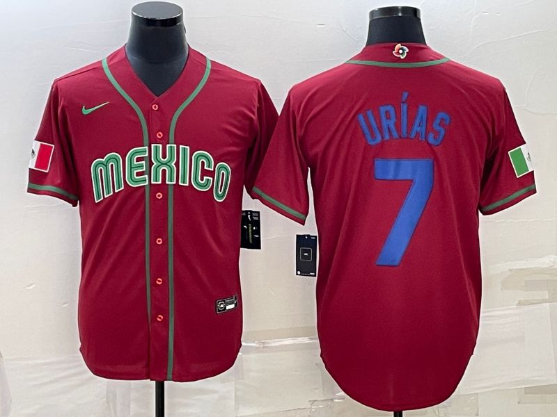 Men 2023 World Cub Mexico #7 Urias Red Nike MLB Jersey42->more jerseys->MLB Jersey